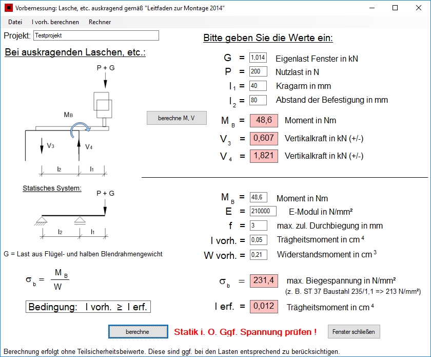 ausragende Befestigung